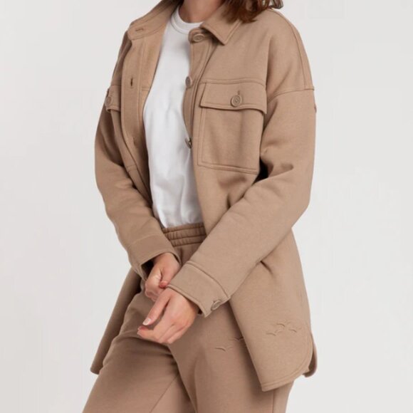 Lazypants Jackets & Blazers - Camel Lazy Pants Fleece Shacket, Size Large